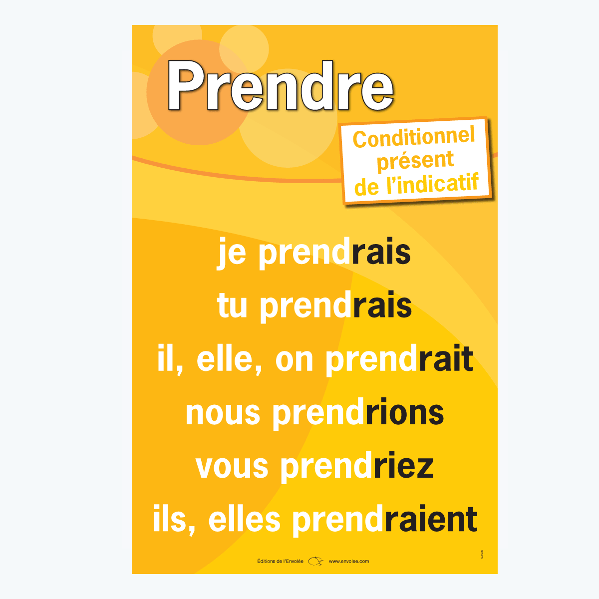 Verbe Prendre Au Conditionnel Present Éditions de l'Envolée - Affiches des verbes - Conditionnel Présent de  l'indicatif