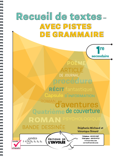 Recueil de textes - avec pistes de grammaire 1re secondaire